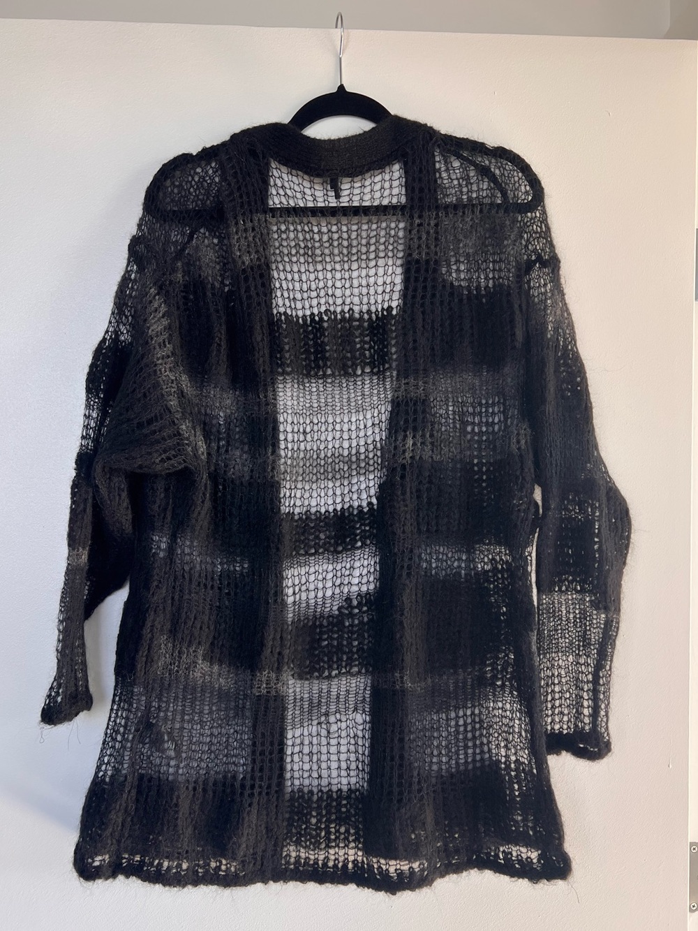 rag & bone Black Open-Weave Longline Cardigan